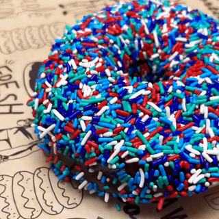Donut With Blue Red and White Sprinkles