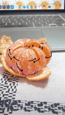 Doodle Orange Fruit Crying Hug GIF
