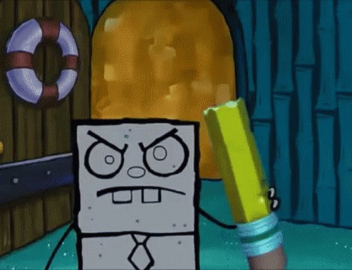 Doodlebob Assess The Pencil GIF