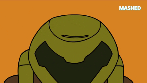 Doom Slayer Staredown Face Reveal Animation GIF