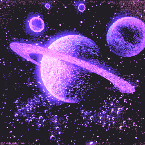Dope Cartoon Planets Glowing Art GIF