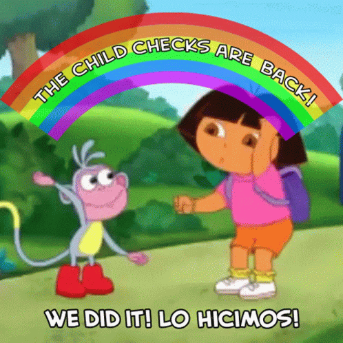 Dora and Monkey Saying The Child Checks Are Back