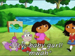 Dora Meme Hey Baby Gurl, Mwah GIF
