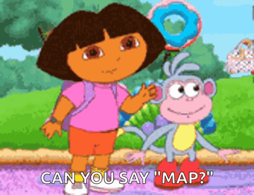 Dora the Explorer and Monkey Saying Can You Say Map