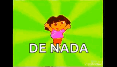 Dora The Explorer Is Standing In Front Of A Green Background With The Word De Nada . GIF