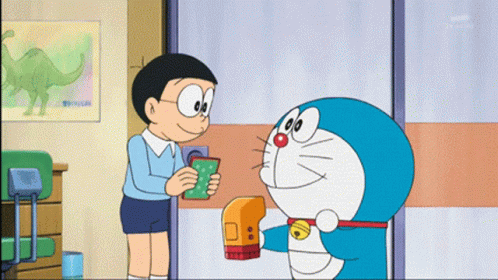 Doraemon Giving Gift to Boy