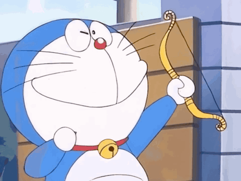 Doraemon Holding Bow And Arrow GIF