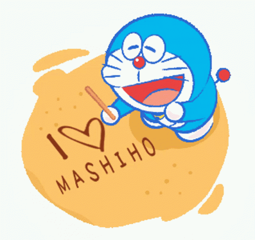 Doraemon Holding Stick Saying I Love Mashiho GIF
