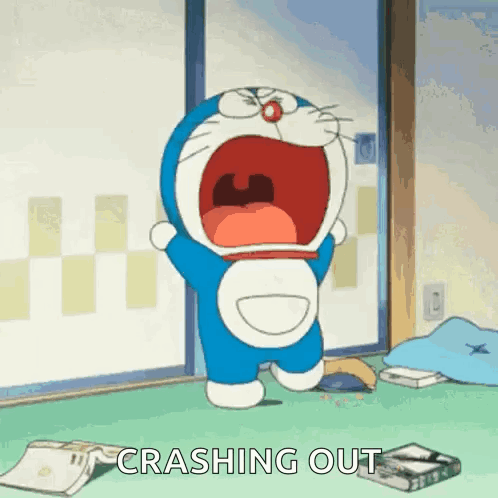 Doraemon Screaming Crashing Out