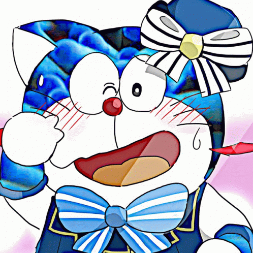 Doraemon with Blue and White Bow