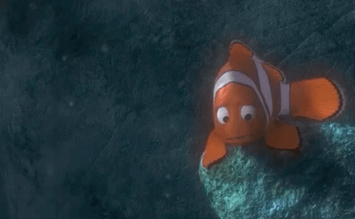 Dory and Clown Fish Saying Hey Mr Grumpy Gills