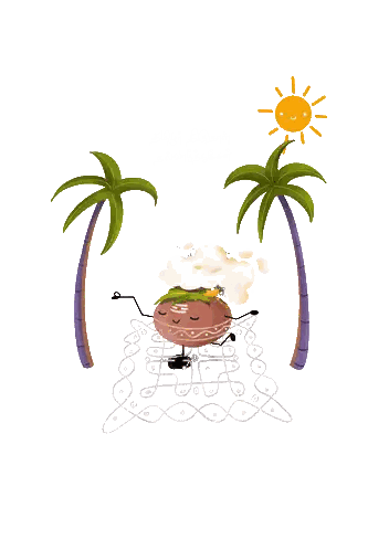 Doughnut with Arms and Legs Under Palm Trees