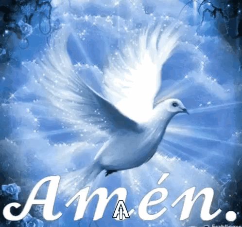 Dove Flying with Amen Text