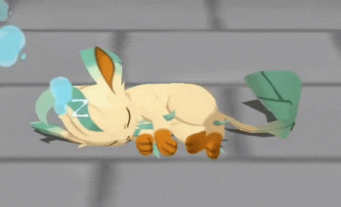Dozing Leafeon Waking Up GIF