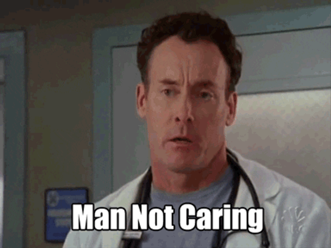 Dr. Cox Stopped Caring Scrubs GIF