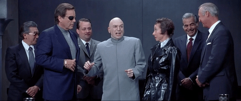 Dr. Evil Laughing With Evil Conspirators GIF