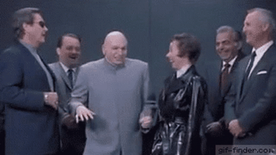 Dr Evil Right Crowd Laughing Meme GIF