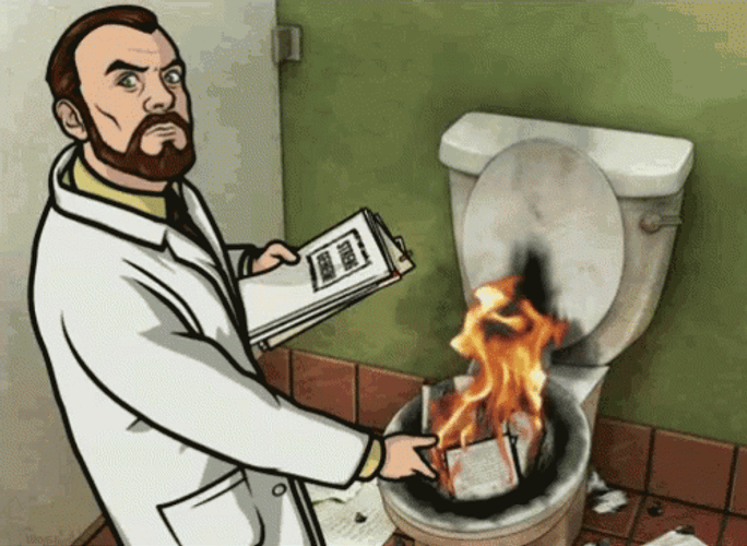 Dr Krieger Archer Burning Papers GIF