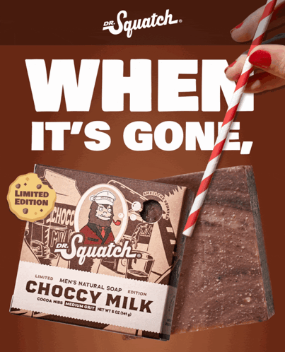 Dr. Squatch Chocolate Milk Soap Box With Red White Straw