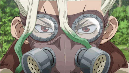 Dr Stone Anime Wearing Gas Mask GIF