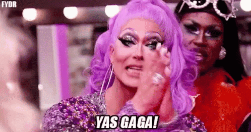 Drag Queen Purple Hair Saying Yas Gaga