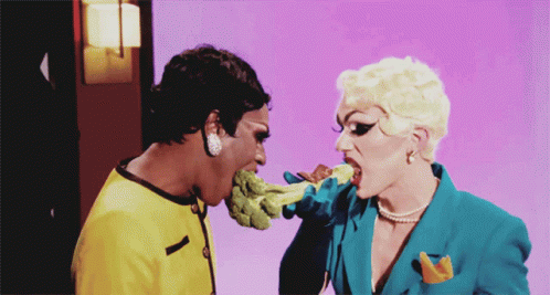 Drag Queens Eating Broccoli GIF