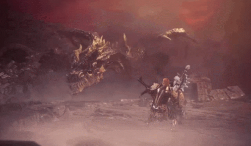 Dragon and Man Fighting