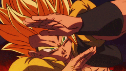 Dragon Ball Super Gogeta Punching And Kicking Broly GIF