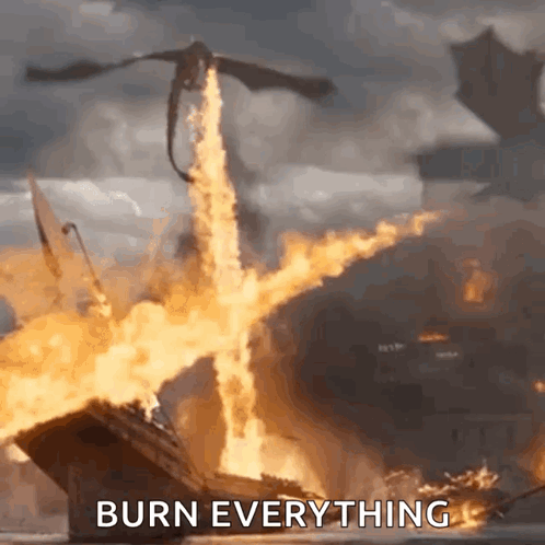 Dragon Flying Over Burning Ship Burn Everything