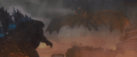 Dragon Flying Over City Fighting Monster
