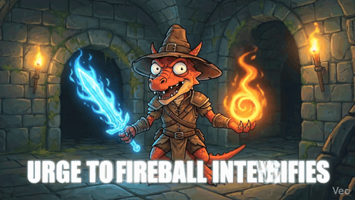 Dragon Holding Sword Urge to Fireball Intensifies