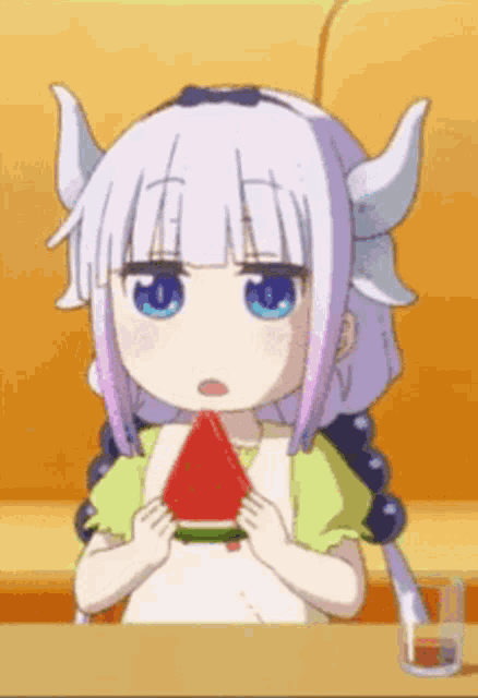 Dragon Maid Kanna Eating Fruit GIF