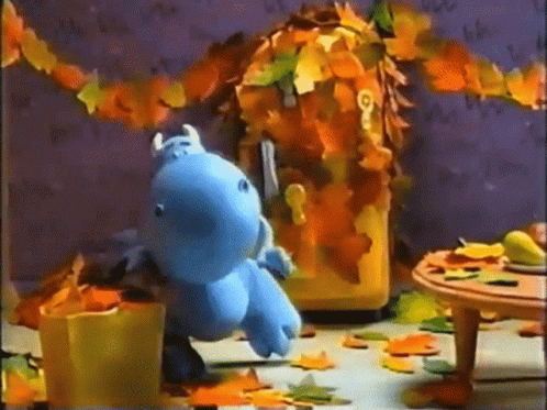 Dragon Plays Falling Leaves GIF