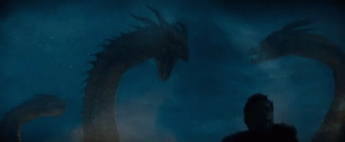 Dragon Silhouetted Against Lightning Bolt