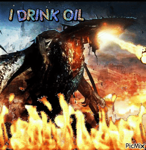 Dragon with I Drink Oil