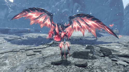 Dragon with Red and Black Wings Standing
