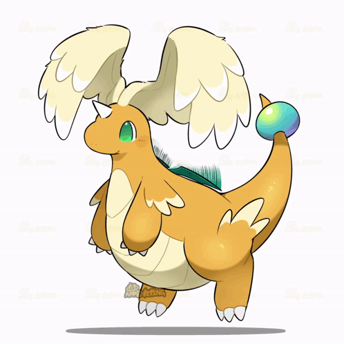Dragon With Wings and Green Tail