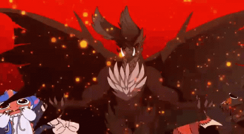 Dragon With Wings and Horns Surrounded by People