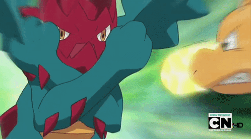Dragonite And Druddigon Fighting GIF