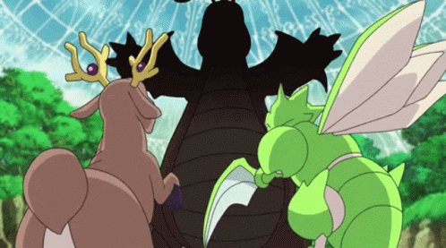 Dragonite Hugs Gengar And Stantler GIF