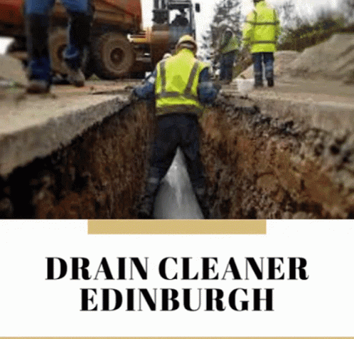 Drain Cleaner Ad Man in Yellow Vest Working on Pipe