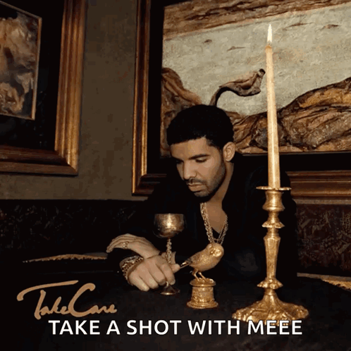 Drake Take Care Album Cover Man at Table With Candles and Bird