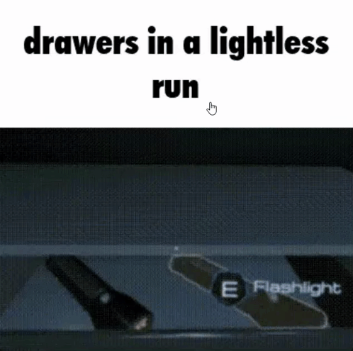 Drawers In A Lightless Run With A Flashlight On The Floor . GIF