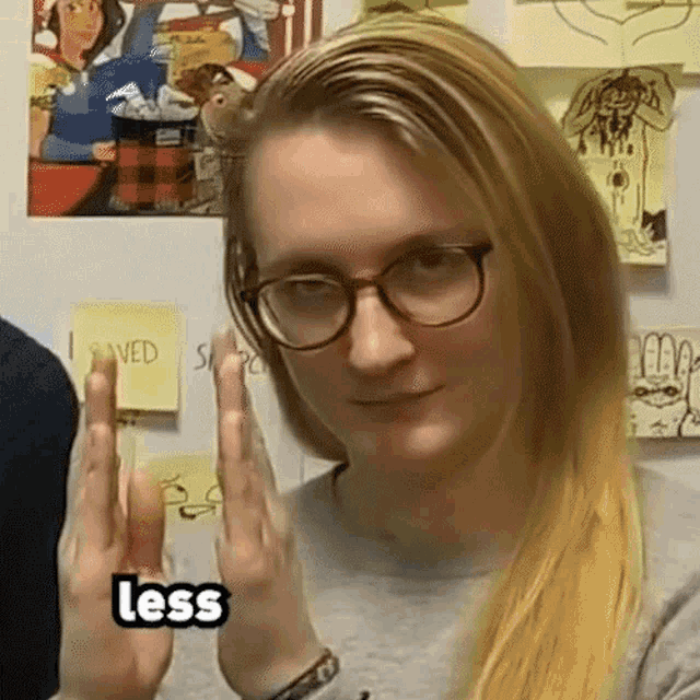 Drawfee Julia Showing Less More Hand Sign GIF