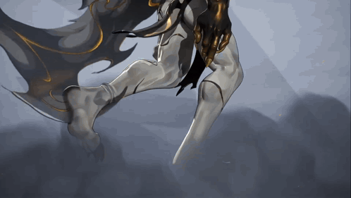 Drawing of Legs With Black and Gold Wing