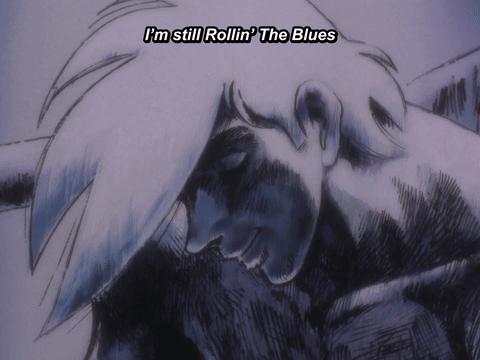 Drawing of Man Says I'm Still Rollin' the Blues