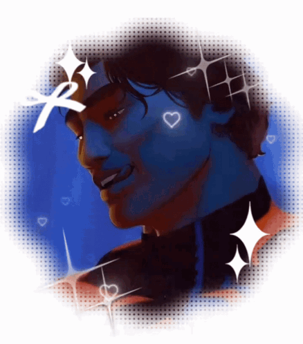 Drawing of Man With Hearts on Cheeks