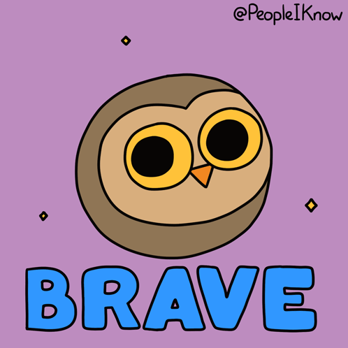Drawing of Owl and Word Brave