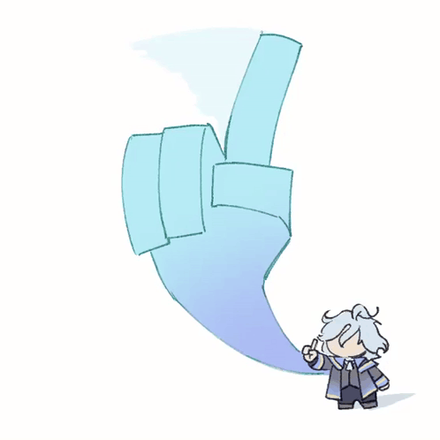 Drawing of Person Pointing at Blue Arrow