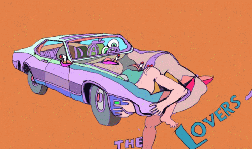 Drawing of Two People in Car With The Lovers